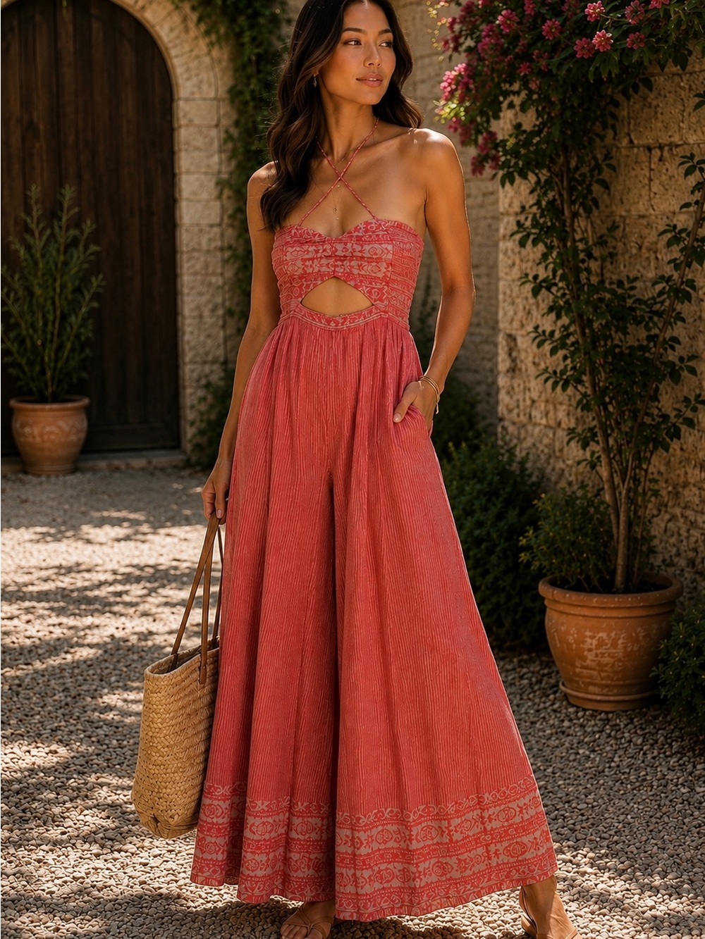 Free People 🌺 Boho Wide-Leg Maxi Romper | Resort & Vacation Ready
